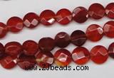 CAG1675 15.5 inches 8mm faceted coin red agate gemstone beads