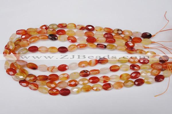 CAG1678 15.5 inches 8*12mm faceted oval red agate gemstone beads