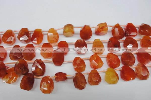 CAG1680 Top-drilled 15*18mm faceted nuggets red agate gemstone beads