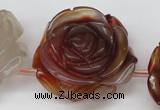 CAG1681 15.5 inches 30mm carved flower red agate gemstone beads