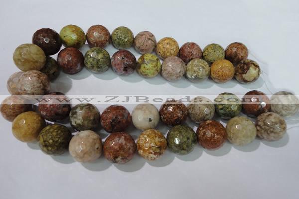 CAG1718 15.5 inches 20mm faceted round rainbow agate beads