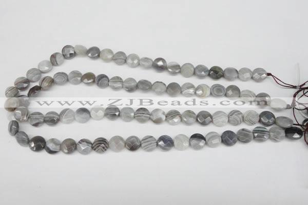 CAG1762 15.5 inches 10mm faceted coin Chinese botswana agate beads