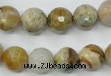 CAG1834 15.5 inches 12mm faceted round bamboo leaf agate beads