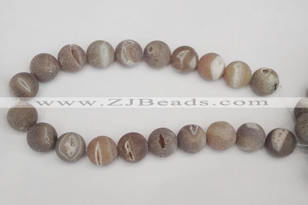 CAG1847 15.5 inches 20mm round matte druzy agate beads whholesale