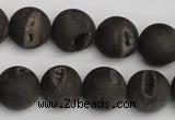 CAG1848 15.5 inches 14mm round matte druzy agate beads whholesale