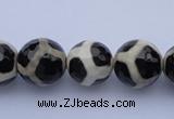 CAG1871 15.5 inches 8mm faceted round tibetan agate beads wholesale