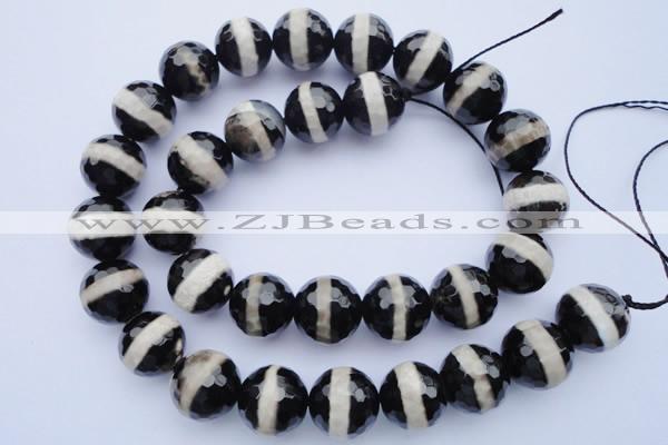 CAG1879 15.5 inches 8mm faceted round tibetan agate beads wholesale