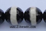 CAG1882 15.5 inches 14mm faceted round tibetan agate beads wholesale