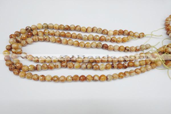 CAG1886 15.5 inches 8mm faceted round lemon crazy lace agate beads