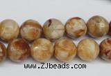 CAG1888 15.5 inches 12mm faceted round lemon crazy lace agate beads