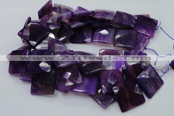CAG207 15.5 inches 30*30mm faceted square purple agate beads
