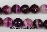 CAG2087 15.5 inches 10mm faceted round fuchsia line agate beads