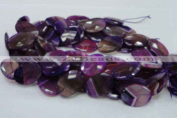 CAG209 15.5 inches 22*30mm faceted oval purple agate gemstone beads