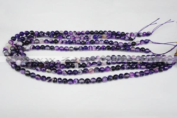 CAG2094 15.5 inches 6mm faceted round purple line agate beads