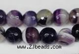 CAG2097 15.5 inches 12mm faceted round purple line agate beads