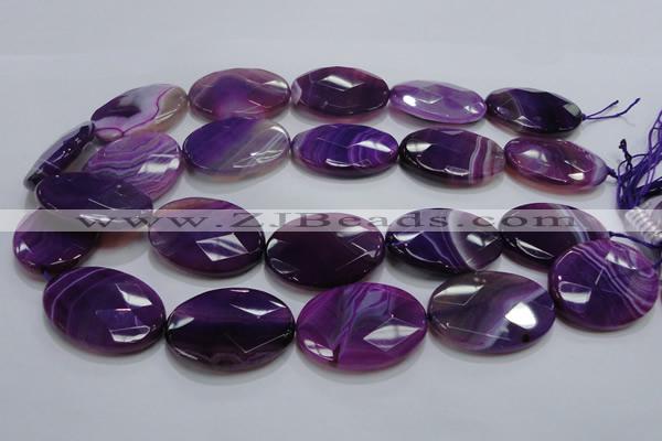 CAG210 15.5 inches 25*35mm faceted oval purple agate gemstone beads