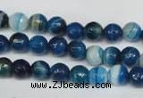 CAG2103 15.5 inches 6mm faceted round blue line agate beads