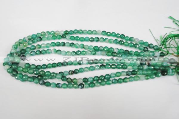 CAG2112 15.5 inches 6mm faceted round green line agate beads