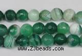 CAG2113 15.5 inches 8mm faceted round green line agate beads