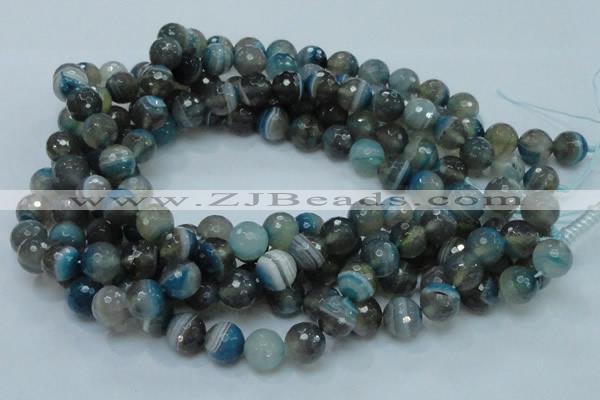 CAG216 15.5 inches 12mm faceted round blue agate gemstone beads