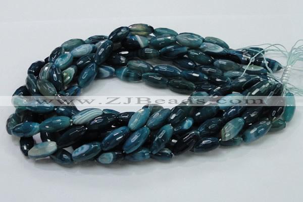 CAG218 15.5 inches 10*20mm faceted rice blue agate gemstone beads