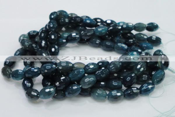 CAG219 15.5 inches 13*18mm faceted rice blue agate gemstone beads