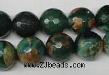 CAG2225 15.5 inches 14mm faceted round fire crackle agate beads