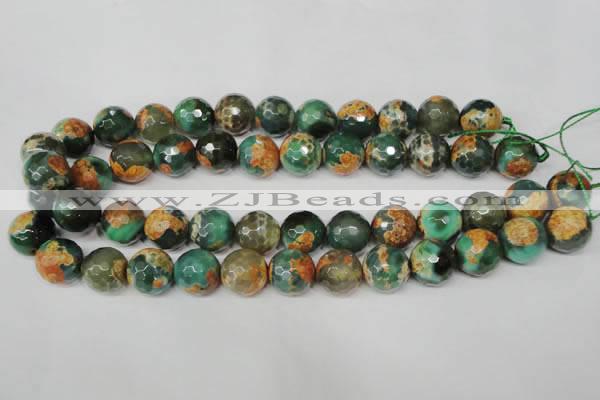 CAG2227 15.5 inches 18mm faceted round fire crackle agate beads