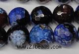 CAG2236 15.5 inches 16mm faceted round fire crackle agate beads