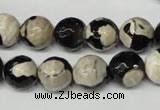 CAG2244 15.5 inches 12mm faceted round fire crackle agate beads