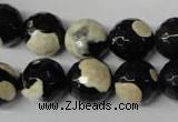 CAG2245 15.5 inches 14mm faceted round fire crackle agate beads