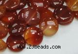 CAG225 15.5 inches 12mm flat round red agate gemstone beads