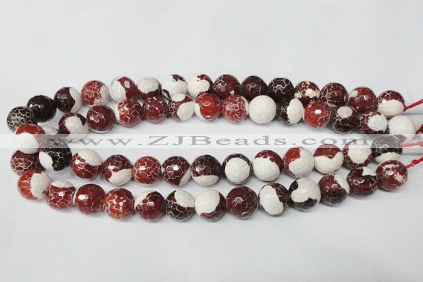 CAG2257 15.5 inches 18mm faceted round fire crackle agate beads