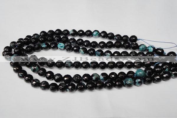 CAG2284 15.5 inches 12mm faceted round fire crackle agate beads