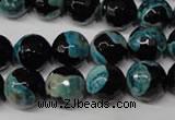 CAG2285 15.5 inches 14mm faceted round fire crackle agate beads