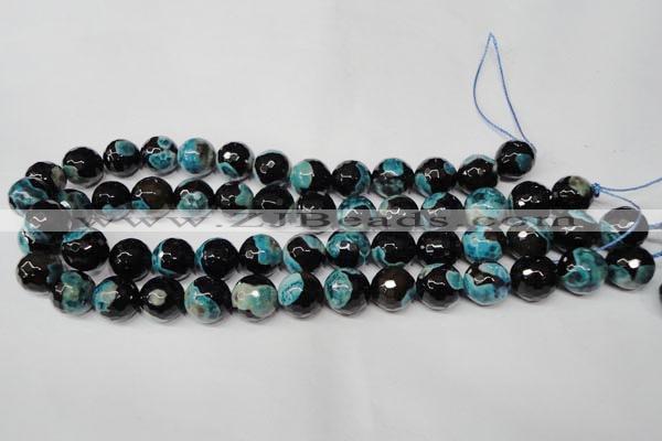 CAG2285 15.5 inches 14mm faceted round fire crackle agate beads