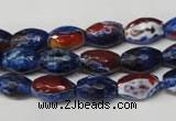 CAG2290 15.5 inches 8*12mm faceted rice fire crackle agate beads