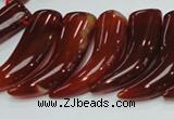 CAG233 15.5 inches 15*46mm horn-shaped red agate gemstone beads