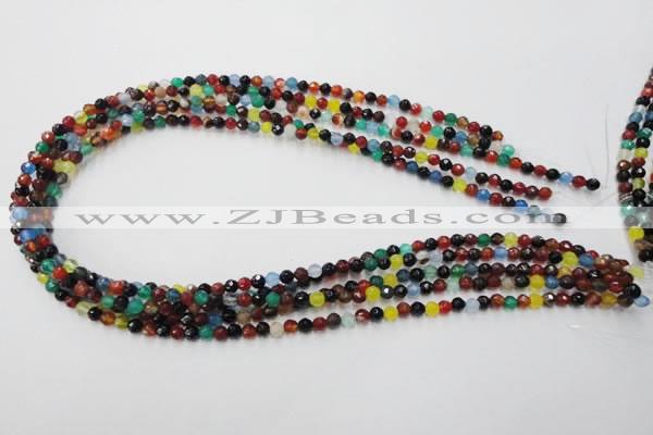 CAG2350 15.5 inches 4mm faceted round multi colored agate beads