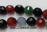 CAG2353 15.5 inches 10mm faceted round multi colored agate beads