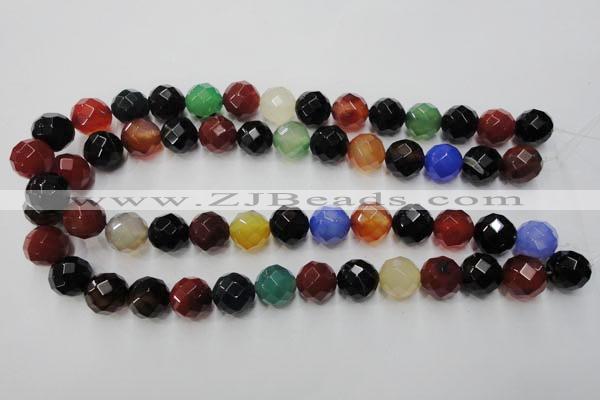 CAG2355 15.5 inches 14mm faceted round multi colored agate beads