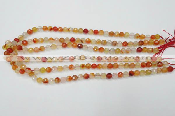 CAG2381 15.5 inches 6mm faceted round red agate beads wholesale