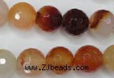 CAG2385 15.5 inches 14mm faceted round red agate beads wholesale