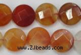 CAG2396 15.5 inches 20mm faceted coin red agate beads wholesale