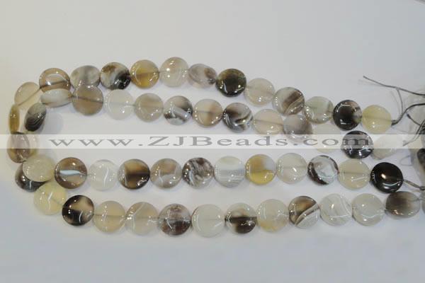 CAG2436 15.5 inches 14mm flat round Chinese botswana agate beads