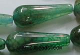 CAG253 15.5 inches 15*40mm teardrop green dragon veins agate beads