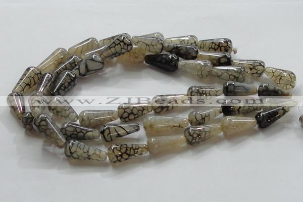 CAG254 15.5 inches 13*26mm teardrop dragon veins agate beads