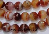 CAG2703 15.5 inches 10mm faceted round red line agate beads