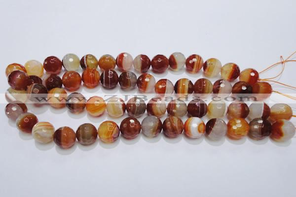 CAG2705 15.5 inches 14mm faceted round red line agate beads