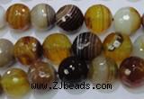 CAG2713 15.5 inches 10mm faceted round yellow line agate beads